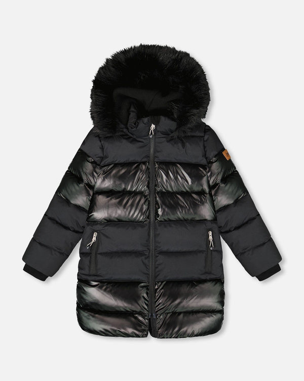 Long Metallic Puffy Coat Black - H20W60_999