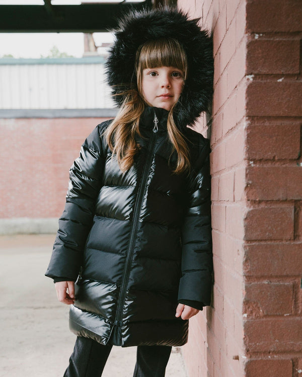 Long Metallic Puffy Coat Black - H20W60_999