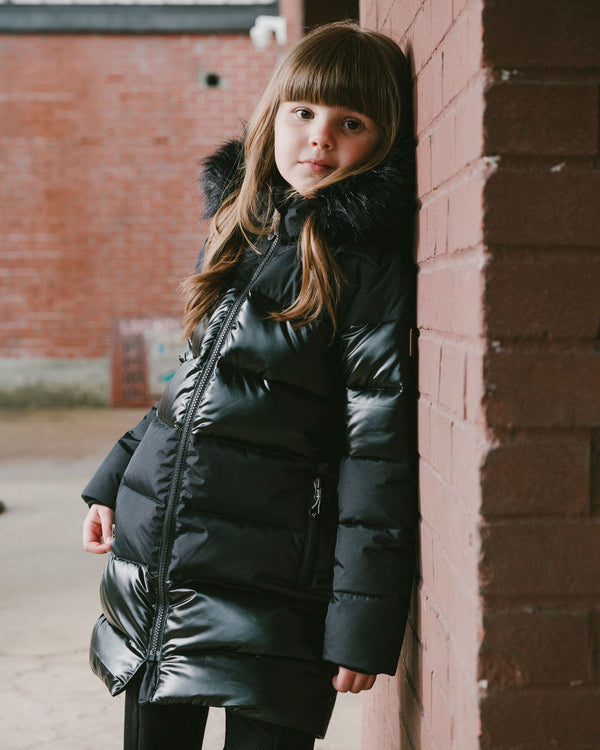 Long Metallic Puffy Coat Black - H20W60_999