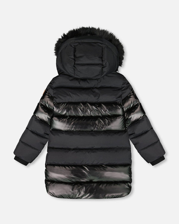 Long Metallic Puffy Coat Black - H20W60_999