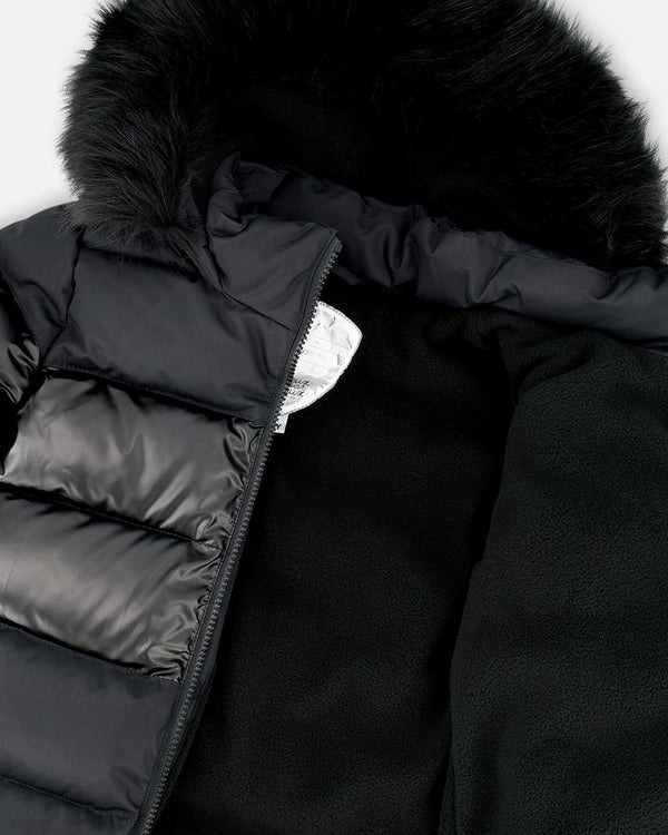 Long Metallic Puffy Coat Black - H20W60_999
