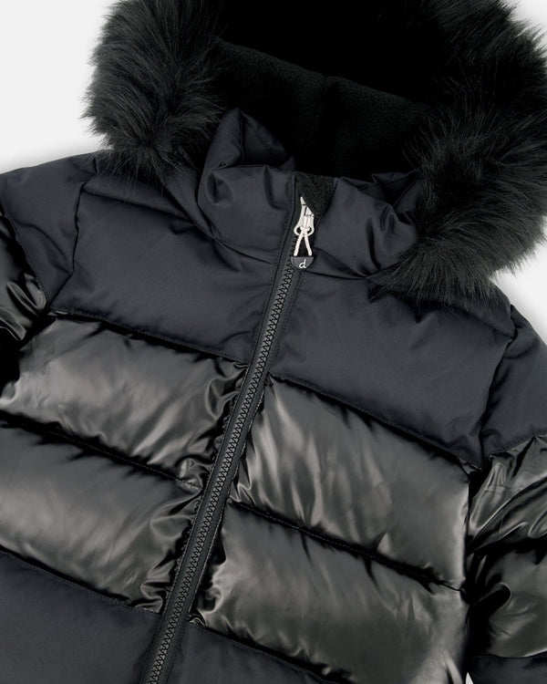 Long Metallic Puffy Coat Black - H20W60_999