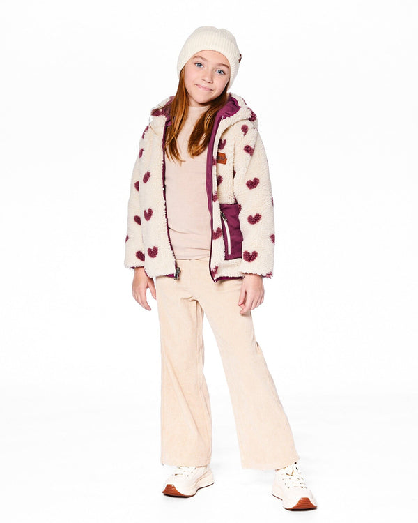 Reversible Mid-Season Sherpa Jacket Burgundy Heart - H20W65_540