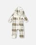 Baby Mid-Season Plush One Piece Outerwear Black And Beige Plaid - H20W66_071
