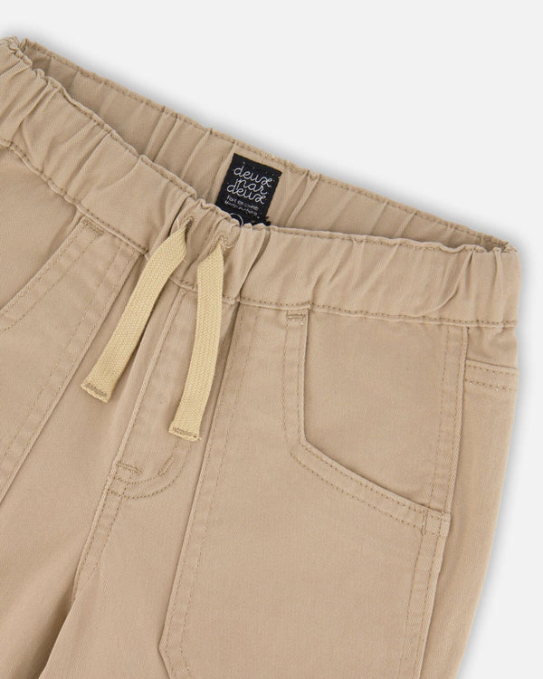 Twill Jogger Pants With Patch Pockets In Beige - H20YB21_116