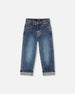 Stretch Jeans Dark Blue With Rolled Cuffs - H20YB23_123