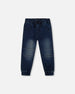 French Terry Jogger Pants Dark Blue Denim - H20YB24_123