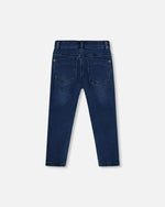 French Terry Blue Denim Pants With Contrasting Patch - H20YB25_123