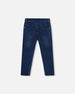 French Terry Blue Denim Pants With Contrasting Patch - H20YB25_123