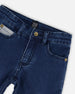 French Terry Blue Denim Pants With Contrasting Patch - H20YB25_123