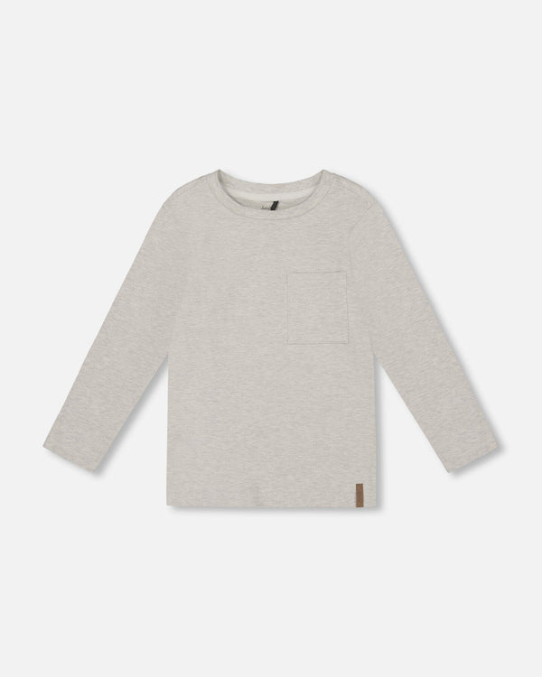 Organic Cotton Jersey Pocket T-Shirt Heather Beige Gray - H20YB70_193