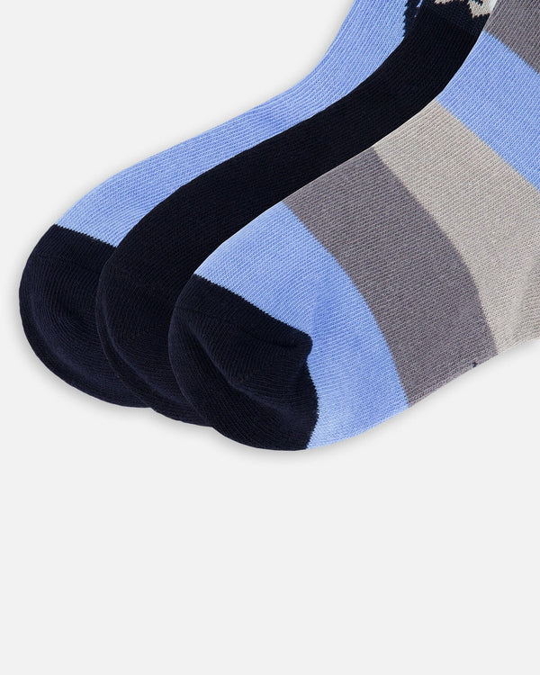 3-Pack Knit Socks Navy Blue - H20YBS_481
