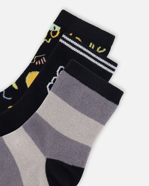 3-Pack Knit Socks Black - H20YBS_999