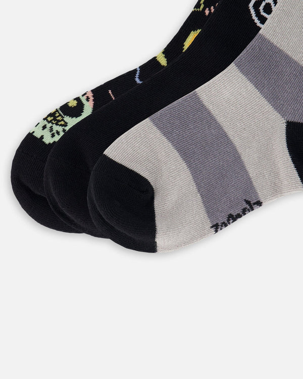 3-Pack Knit Socks Black - H20YBS_999
