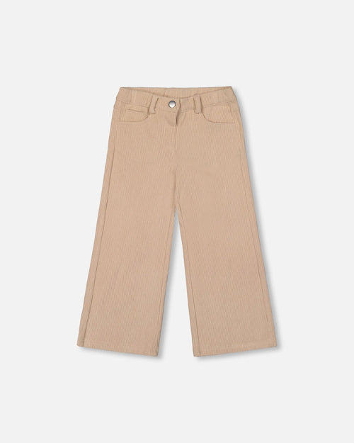 Wide Leg Corduroy Pants Beige - H20YG21_126