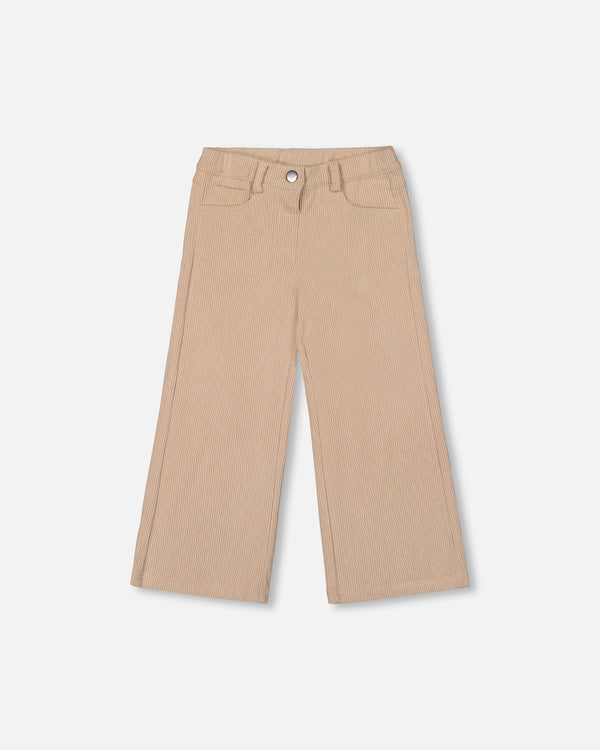 Wide Leg Corduroy Pants Beige - H20YG21_126