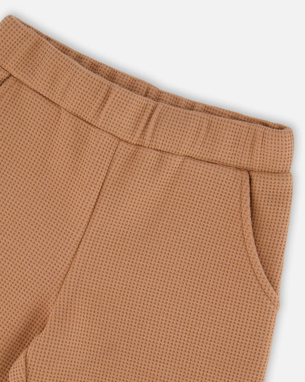 Waffle Flare Leg Pants Caramel Brown - H20YG22_184