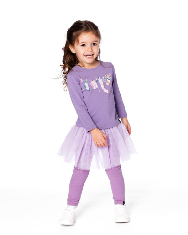 Leggings With Tulle Skirt Purple Gray - H20YG81_547