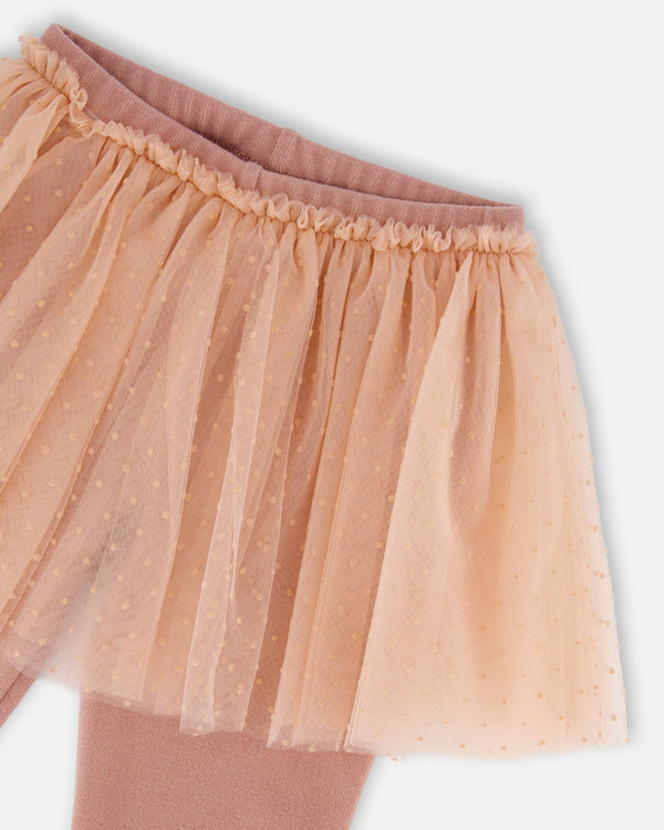 Leggings With Tulle Skirt Dusty Pink - H20YG81_613