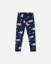 Stretch Jersey Leggings Navy Unicorn Print - H20Z60_037