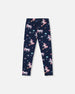 Stretch Jersey Leggings Navy Unicorn Print - H20Z60_037