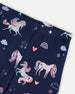Stretch Jersey Leggings Navy Unicorn Print - H20Z60_037