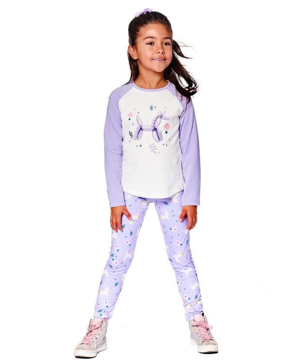 Stretch Jersey Leggings Lilac Unicorn Print - H20Z60_072
