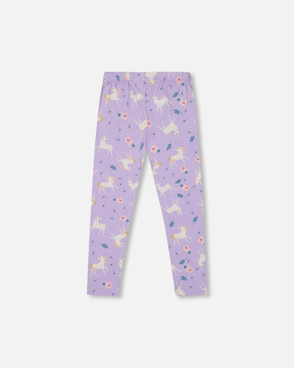 Stretch Jersey Leggings Lilac Unicorn Print - H20Z60_072