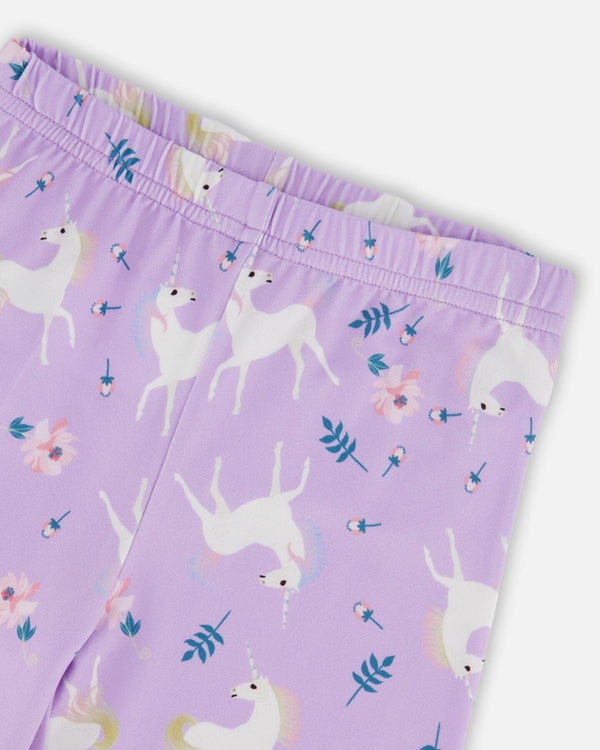 Stretch Jersey Leggings Lilac Unicorn Print - H20Z60_072