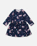 Jersey Dress With Pockets Navy Unicorn Print - H20Z85_037
