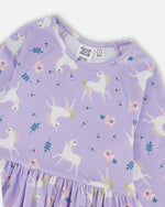 Jersey Dress With Pockets Lilac Unicorn Print - H20Z85_072