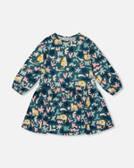 Jersey Dress Green Cat Print - H20Z86_006