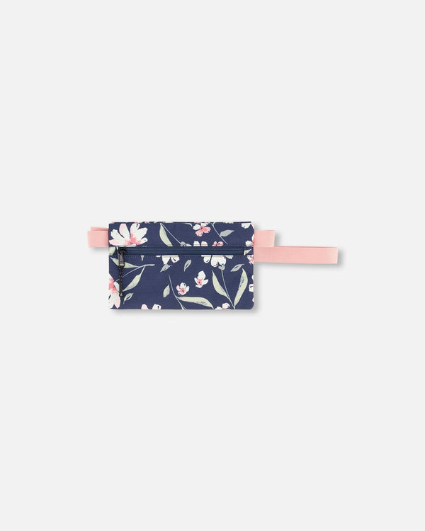 Double Pencil Case Navy Flower Print - H20ZEC_016