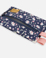 Double Pencil Case Navy Flower Print - H20ZEC_016