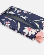Double Pencil Case Navy Flower Print - H20ZEC_016