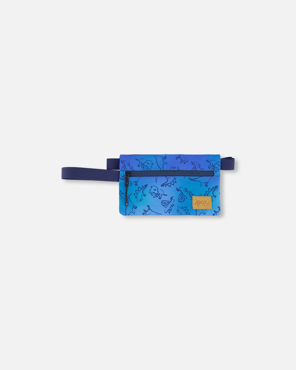 Double Pencil Case Blue Gradient Dinosaur Print - H20ZEC_027