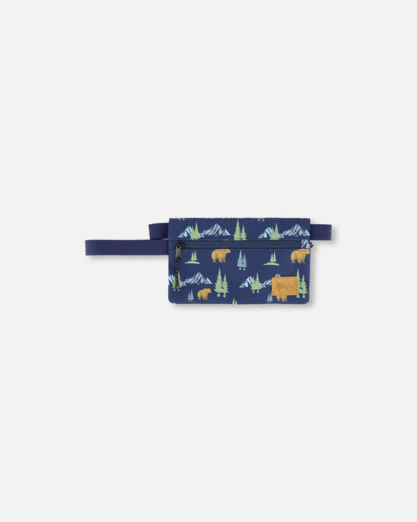 Double Pencil Case Navy Animal Print - H20ZEC_030
