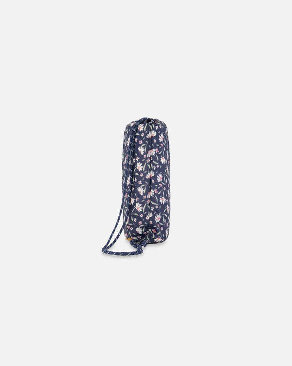 Drawstring Bag Navy Flower Print - H20ZSC_016