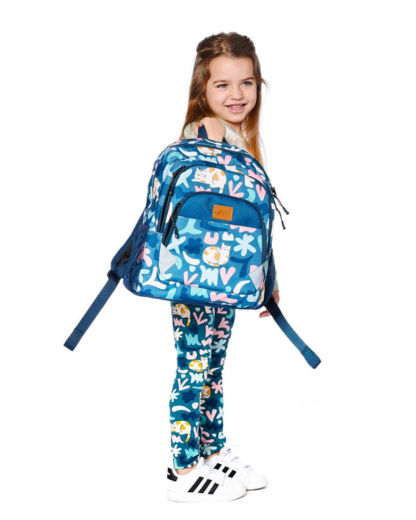 Little Kids Backpack Green Cat Print - H20ZSD2_006