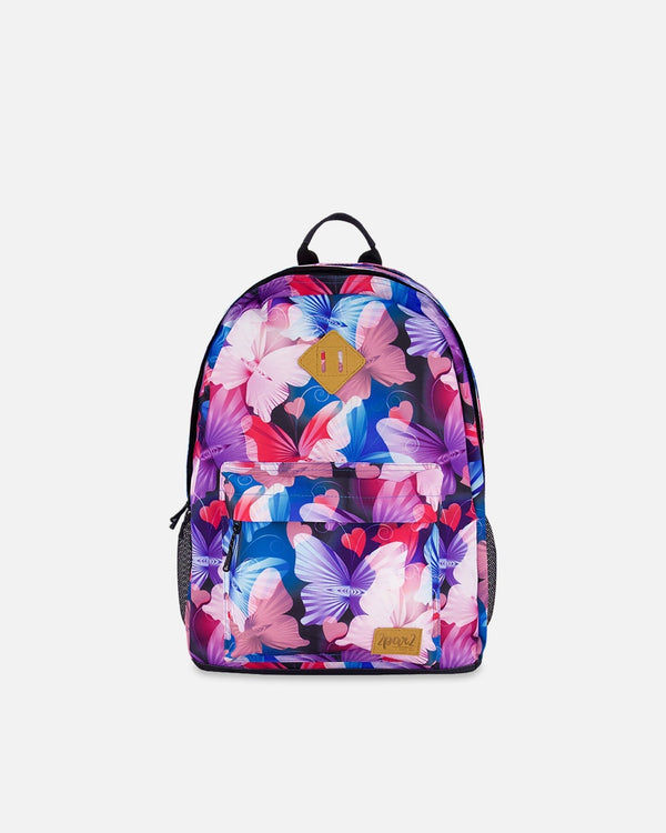 Kids Backpack Black Butterfly Print - H20ZSD_010