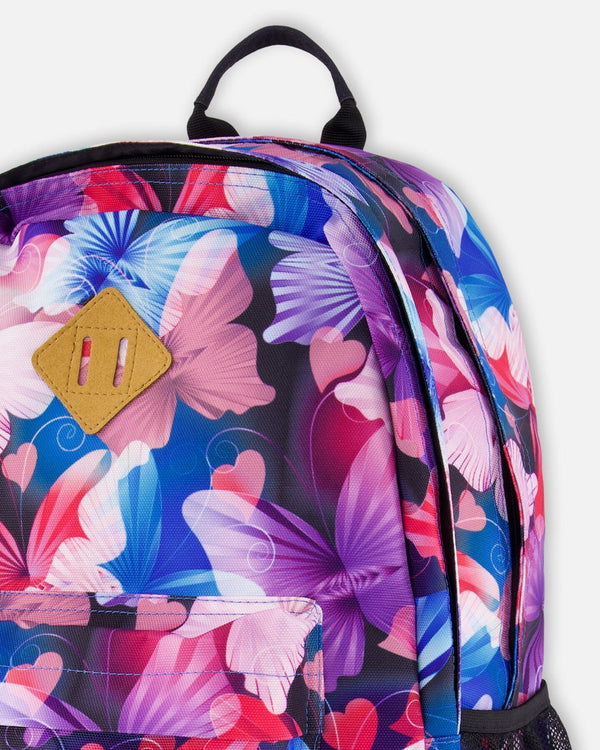 Kids Backpack Black Butterfly Print - H20ZSD_010