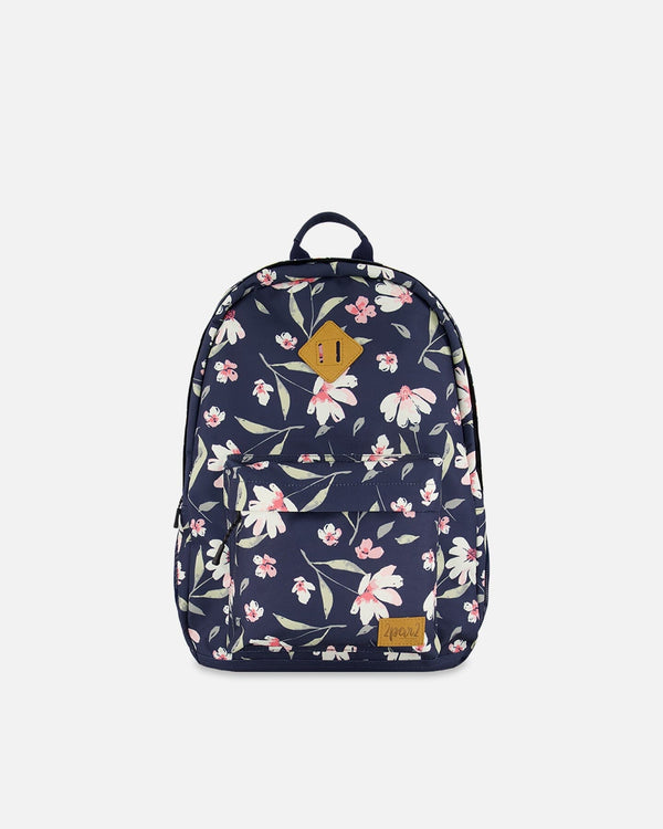 Kids Backpack Navy Flower Print - H20ZSD_016