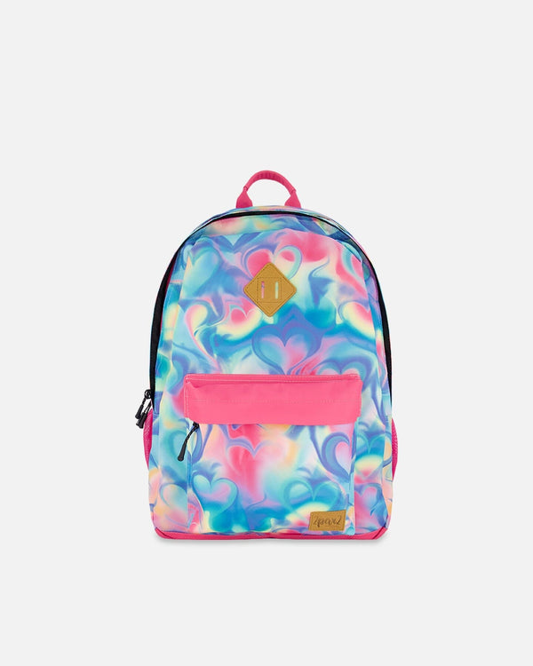 Kids Backpack Rainbow Heart Print - H20ZSD_017