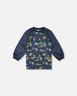 School Apron Navy Animal Print - H20ZTA_030