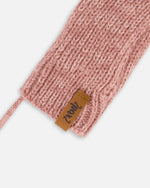 Baby Knit Mittens With String Dusty Pink - H20ZW06_643