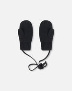 Baby Knit Mittens With String Black - H20ZW06_999