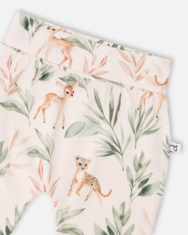 Organic Cotton Jersey Evolutive Pants Peach Deer Print - H30A20_3H057