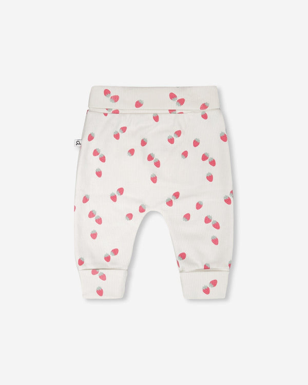 Cotton Jersey Evolutive Pants White Printed Strawberries - H30A20_3H058