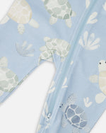Organic Cotton Jersey One-Piece Pyjama Blue Turtle Print - H30A40_3H061
