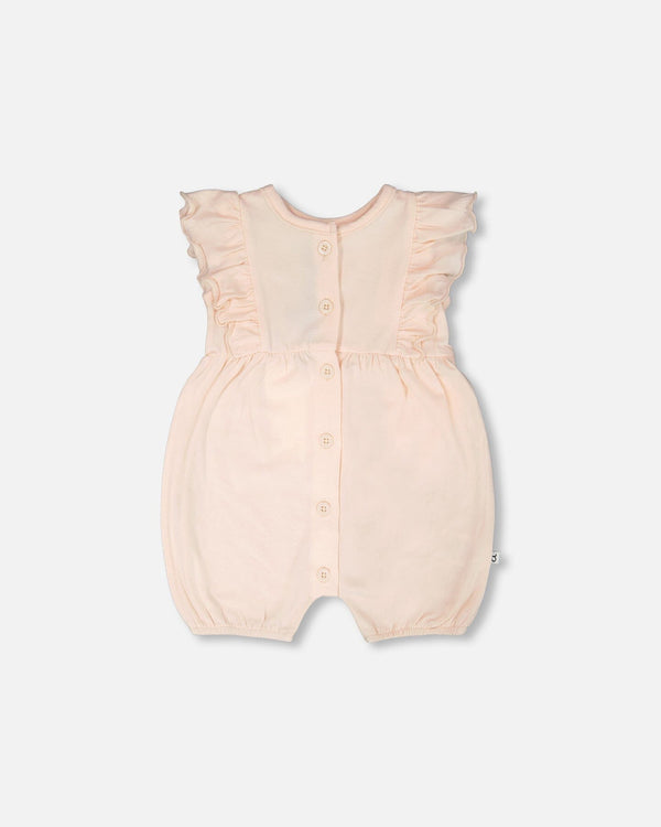 Organic Cotton Jersey Romper With Frills Peach - H30A41_06006